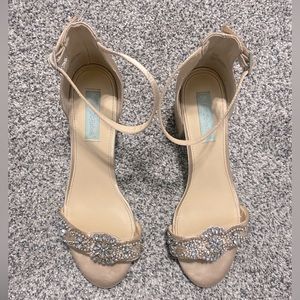Betsey Johnson Champagne rhinestone heels
